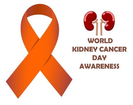 World Kidney Cancer Day. Orange Awareness Ribbon . Vector Illustration