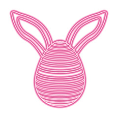 easter egg with rabbit ears decoration vector illustration pink neon image