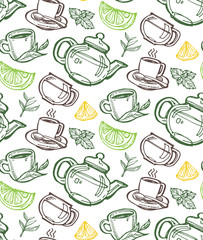 Fototapety  Ręcznie rysowane doodle wzór herbaty