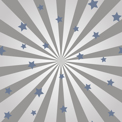 Abstract background with sun rays and stars. Vector.