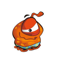 cartoon scene with some funny looking alien - white background - illustration for children