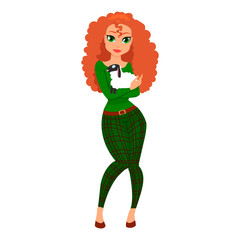 Woman with a lamb. Character representing Aries for a modern horoscope. EPS10 vector illustration.