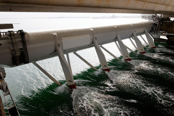 Hydroelectric staion in a storm barrier in the Eastern Scheldt Netherlands