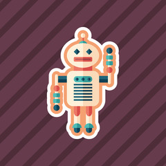 Robot clown sticker flat icon with color background.