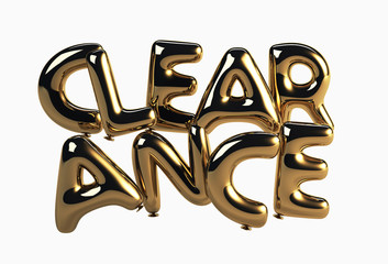 Clearance template Made Of gold glossy Balloons. 3d Rendering Isolated.