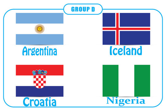 Football. Championship. Vector flags. Russia. Group D.