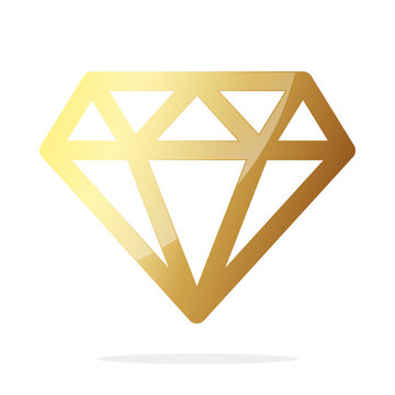 Gold diamond icon. Vector illustration