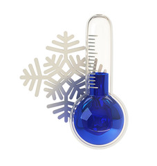 snowflake and weather thermometer. forecast icon. 3d rendering isolated on white background