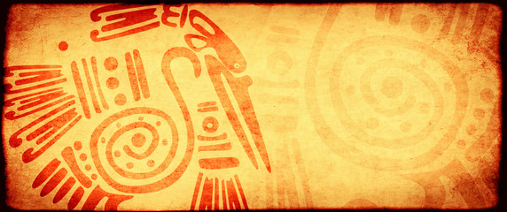 Grunge background with American Indian traditional patterns