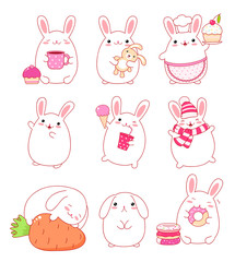 Collection of cute rabbits