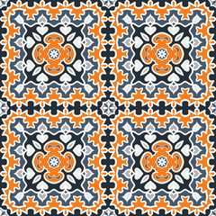 seamless vector pattern with square tiles  with oriental motifs