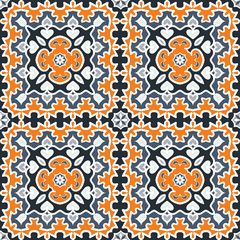 seamless vector pattern with square tiles  with oriental motifs