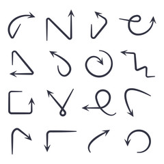 Hand drawn arrows set.