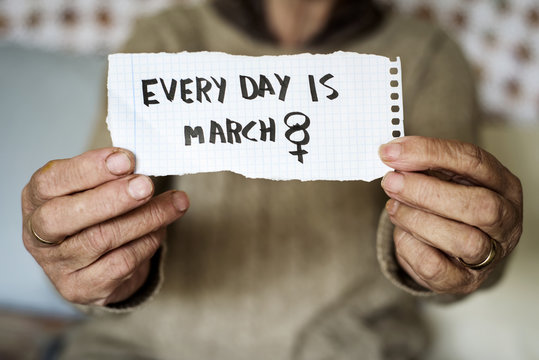 old woman and text every day is march 8