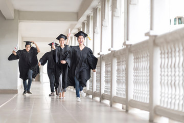 Graduation day, Images of Happily graduates are celebrating graduation, graduate are running to...