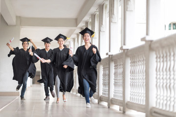 Graduation day, Images of Happily graduates are celebrating graduation, graduate are running to...