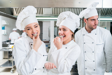 Chef Cooking, Cutting and preparing next plate