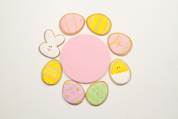 Cookies and easter card on the table