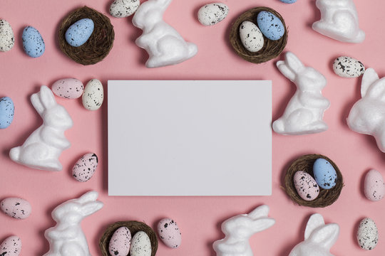 Easter background with a blank white sign
