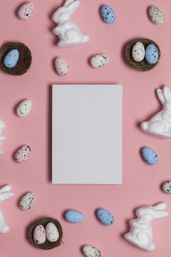 Easter background with a blank white sign