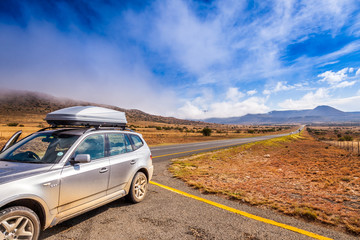 Plakat Road tripping through South Africa is one of the best ways to see the country. Middle karoo, eastern cape, South Africa.