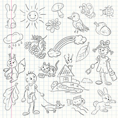 childrens illustration in sketch style