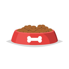 Dog food in bowl vector isolated