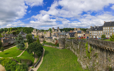 Panorama of town Fougeres in Brittany France