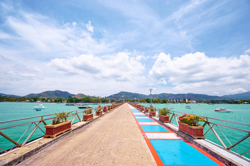 Beautiful lanscape with pier on the sea shore.