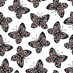 Fototapeta na wymiar Seamless pattern with butterflies.