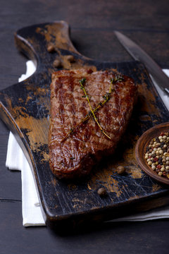 Closeup grilled beef steak