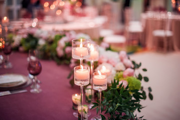 wedding decrotaions with flowers. picture with soft focus