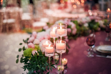 wedding decrotaions with flowers. picture with soft focus