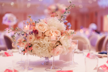wedding decrotaions with flowers. picture with soft focus
