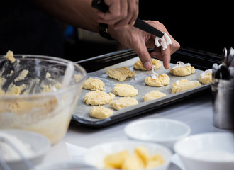 Making cookies in the kitchen