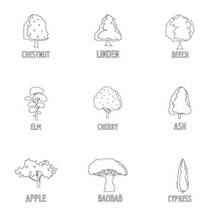 Forest management icons set. Outline set of 9 forest management vector icons for web isolated on white background