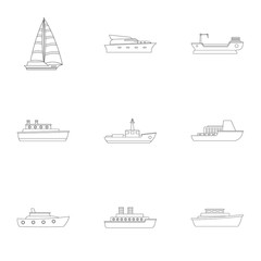 Sailor icons set. Outline set of 9 sailor vector icons for web isolated on white background