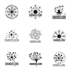 Taraxacum icons set. Simple set of 9 taraxacum vector icons for web isolated on white background