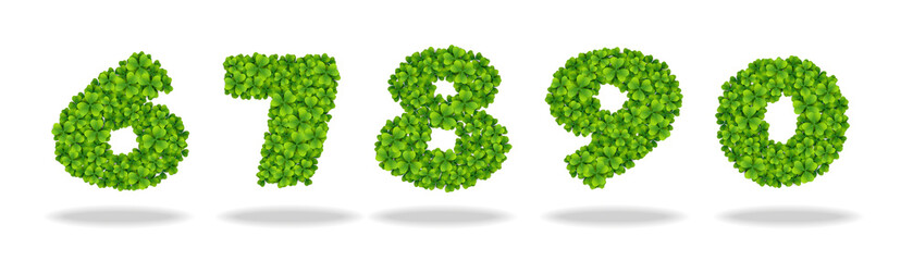 Numeral from the leaves of the clover. Numeral 6-0