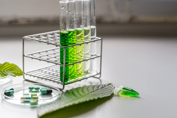 Science Research leaves of Mitragyna speciosa (kratom) and Chemical analysis  in Lab.