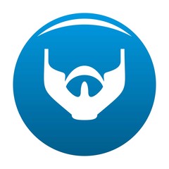Much beard icon vector blue circle isolated on white background 