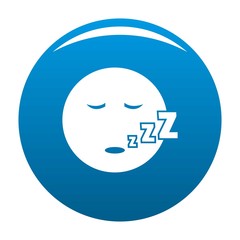 Sleep smile icon vector blue circle isolated on white background 