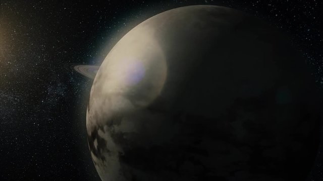 Saturn and his ring system. View of Saturn from Titan. Titan Saturn moon