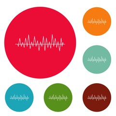 Equalizer beat icons circle set vector isolated on white background