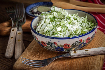 Salad with cabbage and dill.