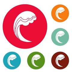 Fototapeta premium Wave water ocean icons circle set vector isolated on white background