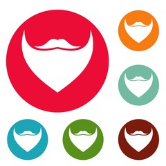 Triangular beard icons circle set vector isolated on white background