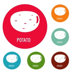 Potato icons circle set vector isolated on white background