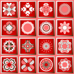 Set of vector design elements. Decorative flowers, abstract logo icons
