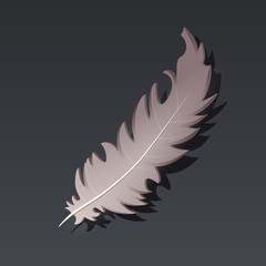 Game icon of feather in cartoon style. Bright design for app user interface. Component for magic, spell, call, healing, witchcraft, enchantment. Vector illustration for Icons Collection.